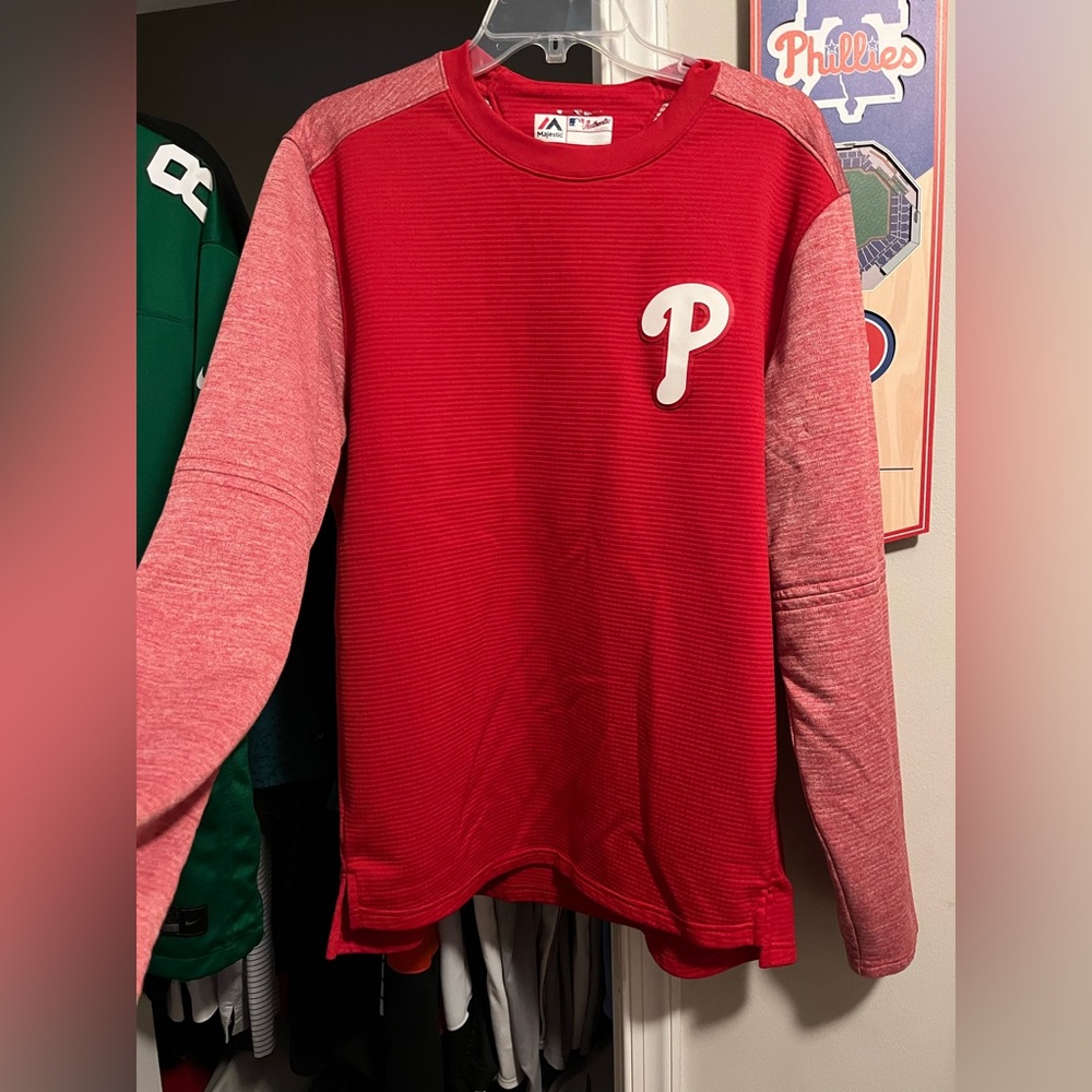 Majestic Philadelphia Phillies Red Crewneck Pullover